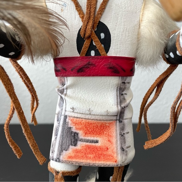 11” White Buffalo Kachina Spirit Doll Native Warrior Dancer Signed ESTATE - Picture 3 of 15